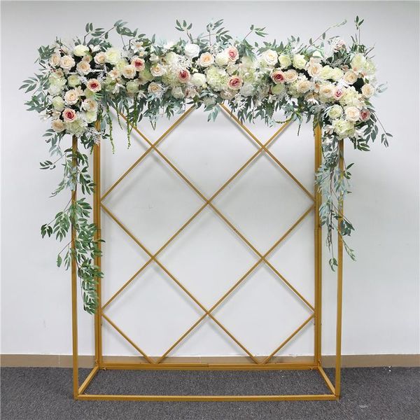 

party decoration style wedding arch cuboid grid stand flower row frame backdrop background for festival