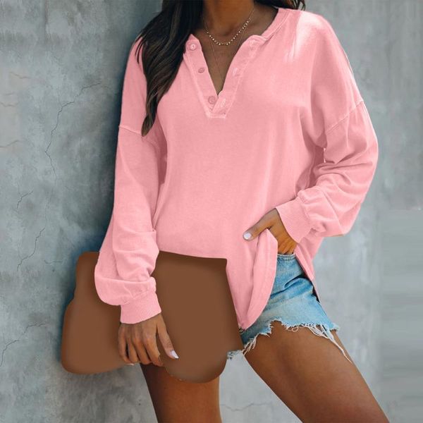 

women's blouses & shirts fashion blouse solid color v-neck long-sleeved button shirt autumn casual female streetwear clouthing blusas, White