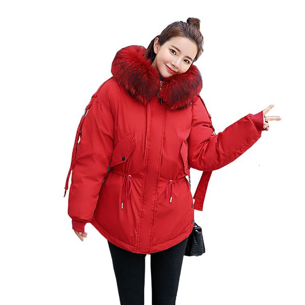 

short hooded fur collar winter down coat jacket student thick warm slim casaco feminino abrigos mujer invierno wadded parkas 91 sh190913, Black