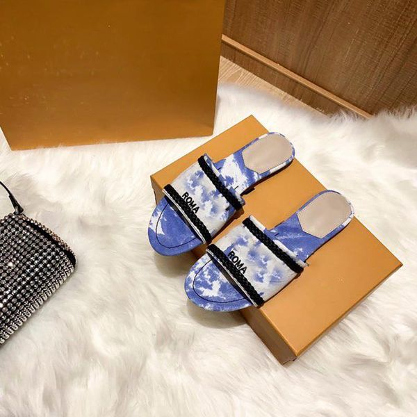 

slippers brand women summer shoes 2021 luxury embroidery flat, Black