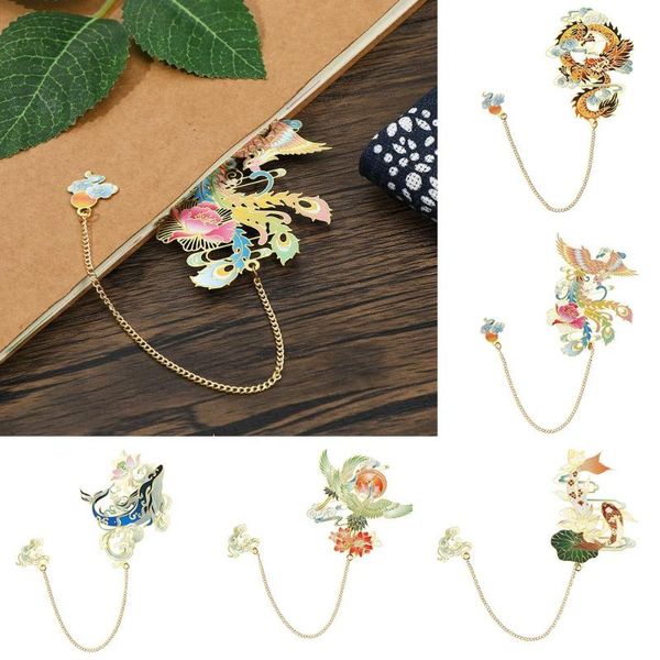 

bookmark student gift chinese style pendant retro tassel pagination mark brass book clip painted