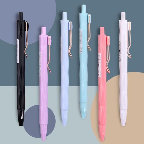

gel pens 6pcs/set press type 0.5mm black ink quick-drying signature pen student cute stationery school supplies material escolar