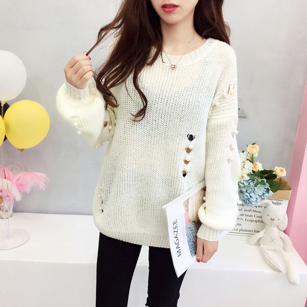 

women pullover blusas autumn shirt loose hole frisked shirt of winter woman 2021 c1if, White;black