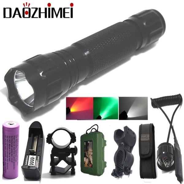 

2000 lumens xml t6 + xpe white/green/red led 1-modes waterproof tactical torch 18650 battery outdoor camping light