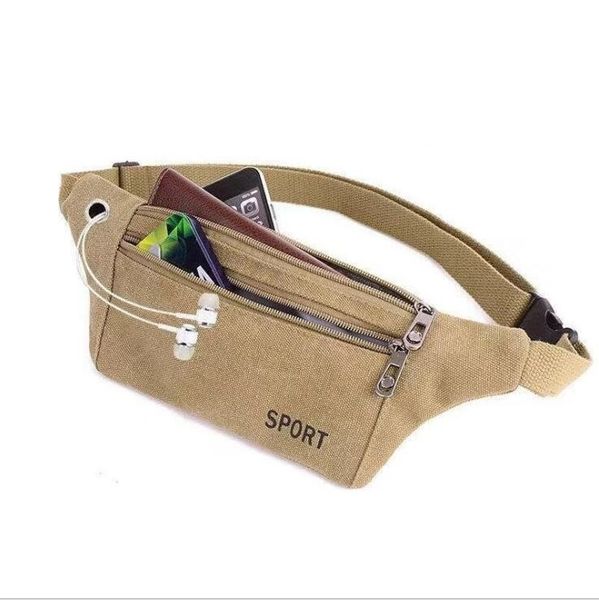 

2020 new style canvas waistpacks men and women multifunction sport bag cycling hiking pocket running mobile phone bag small crossbody pack