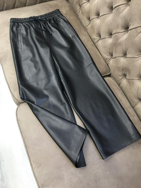 

women's pants & capris 2021 winter wide-legged leather 0923, Black;white