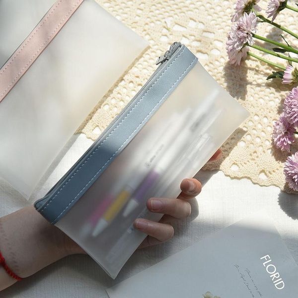 

pencil bag pouches tpu leather frosted stationery organizer transparent case korean fashion pencilcase school offical bags