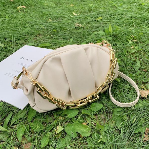 

evening bags 2021 summer thick chain handbags for women pu leather cloud leisure ins chic crossbody shoulder bag dumpling package female