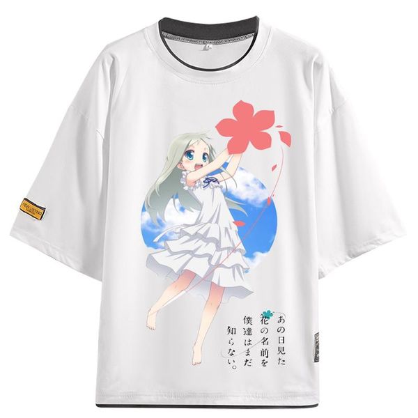 

men's t-shirts anime anohana mens & womens design t shirt leisure short-sleeved t-shirt, White;black