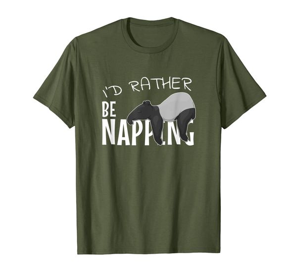 

i'd rather be napping chilling sleepy tapir t-shirt, White;black
