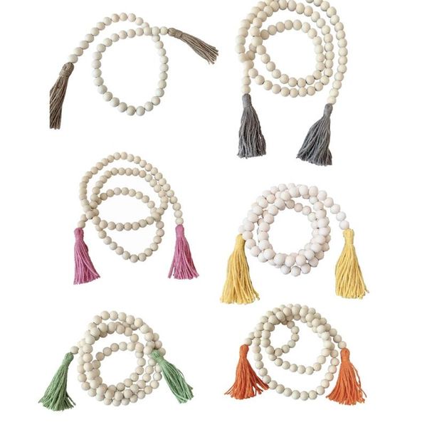 

decorative objects & figurines farmhouse decor wood bead garland wall hanging crafts rustic home style ornaments