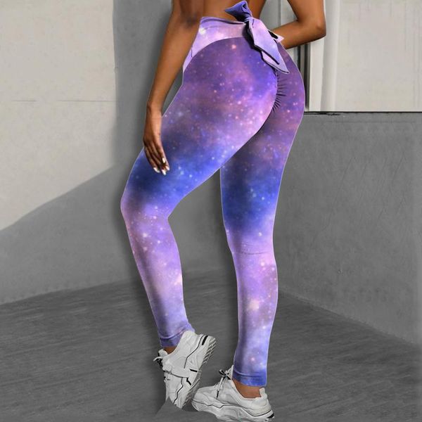 

women's leggings tie dye stretch workout patchwork pants printing high waist strethcy fitness n50, Black