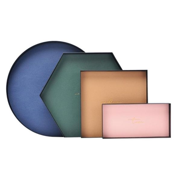 

kitchen storage & organization large capacity geometric tray with leather pad