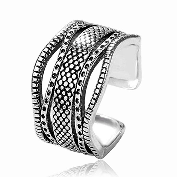 925 Sterling Silber Schmuck Mode Vintage Wellenartige Ring Frauen Einstellbare Finger Zubehör