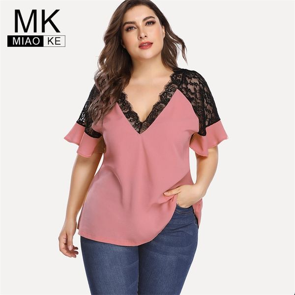 

summer womens plus size chiffon v-neck fashion ladies casual stripe t-shirt 210315, White