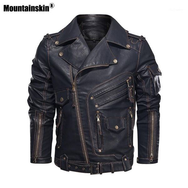 

men's fur & faux leather winter mens jacket men fashion motorcycle pu cool zipper pockets coats eu size sa968 men's, Black