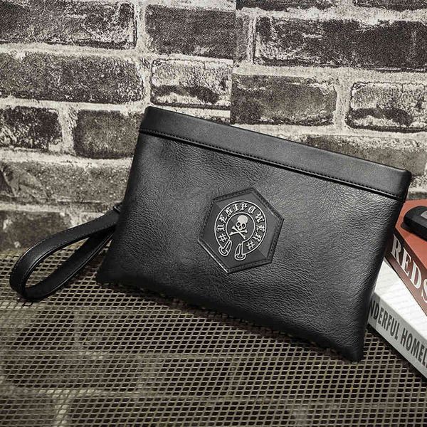 

wallet trendy men's handbag high-capacity envelope bag korean clip, Red;black