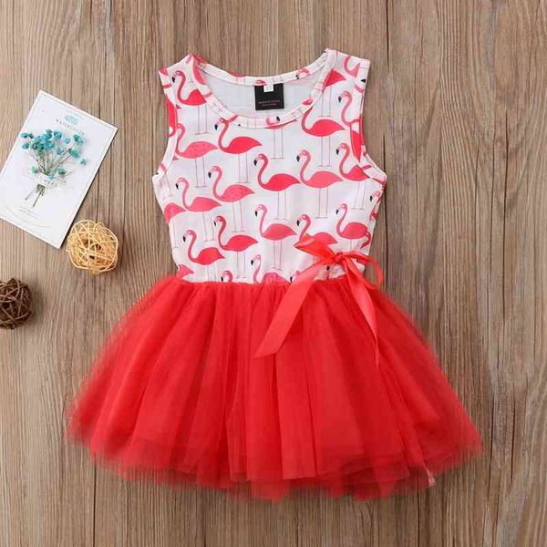 

flamingo girls' dress in summer of 2019, Red;yellow