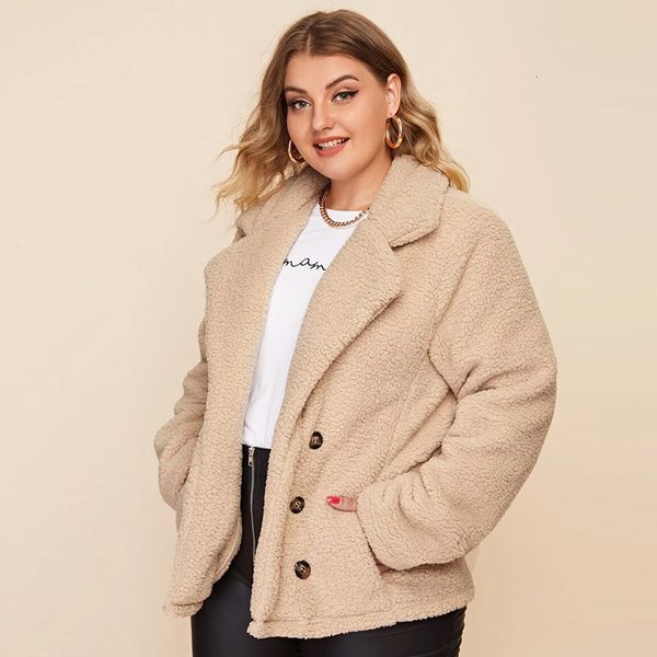 

2021 double breasted lambswool plus size casual solid color oversize coat fashion winter jacket for women new pysg, Black;brown