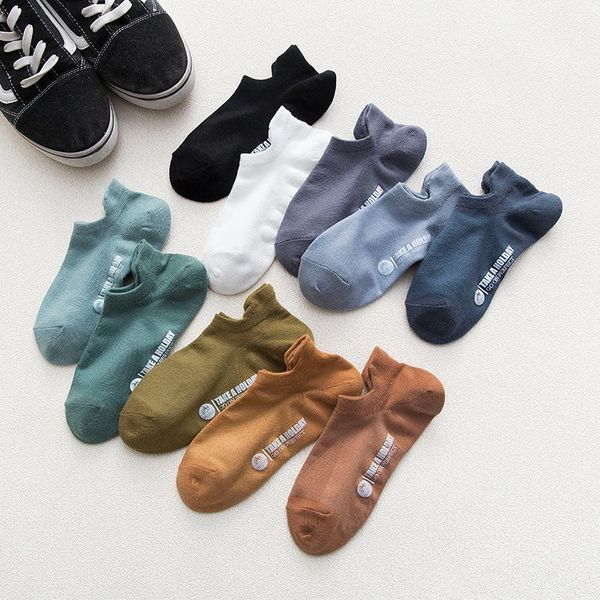 

men's socks 2021 trendss summer pair low cut cotton short novelties invisible no-show text print fashion hit sales lots, Black