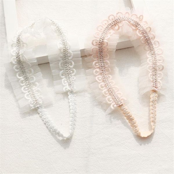 

hair accessories 10pcs/lot white and pink lace headband kids children hairband hollow flower bow po props party gifts, Slivery;white