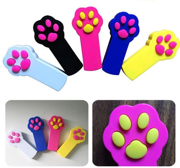 Forniture per animali Cat Footprint Shape LED Light Laser Toys Tease Funny Cats Rods Pet Toy Creativo 5 colori SN2491