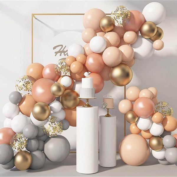 

party decoration 129pcs chrome rose gold balloons garland arch kit latex ballon for baby shower wedding christmas birthday marriage decor
