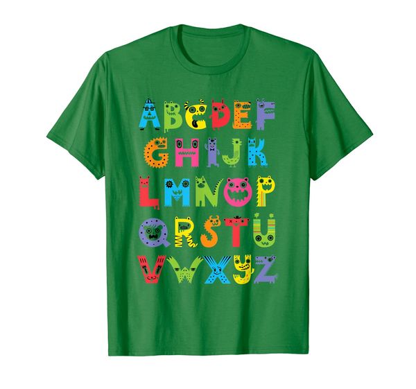 

alphabet monsters t-shirt, White;black