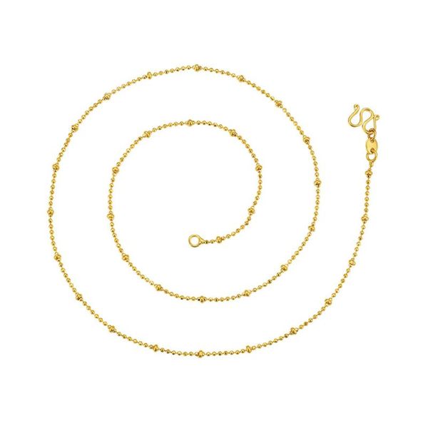 

mxgxfam ( 45 cm * 2 mm ) small beads chian necklaces for women fashion jewelry 24 k pure gold color, Silver
