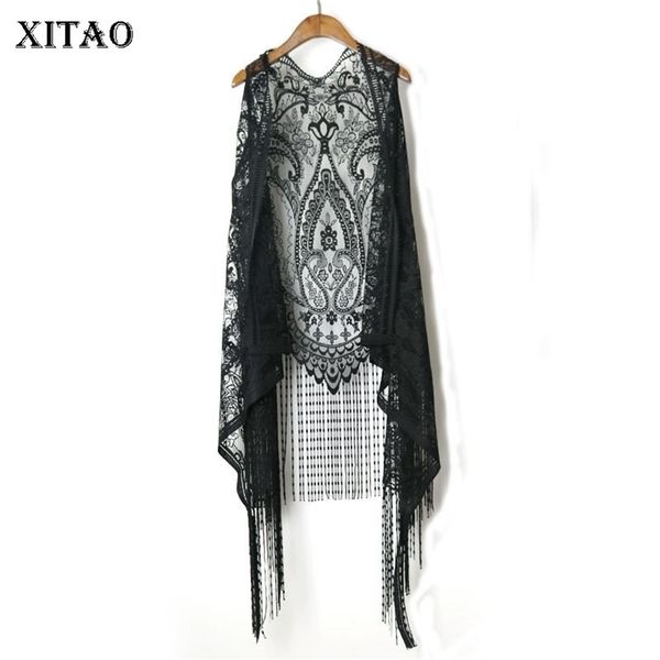 XITAO Sexy Spitze Strickjacke Frauen Weste Casual Aushöhlen Perspektive Plus Größe Unregelmäßige Lange Strand Elegante Koreanische Tops XWW2841 210909