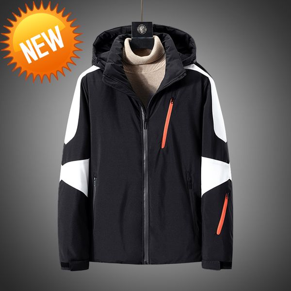 

winter men white down parka jacket 2021 coat new casual autumn puffer thick hat duck male men's jackets, Black