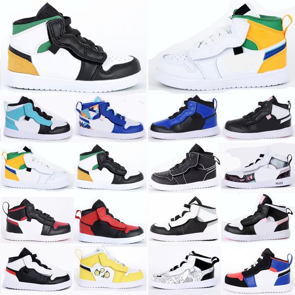 

2022 jumpman 1s 1 mid alt td ps kids basketball shoes green yellow bear cactus jack black toe light smoke grey infants sneakers sports train