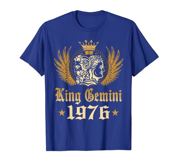 

king gemini 1976 t-shirt 44 years old 44th birthday, White;black