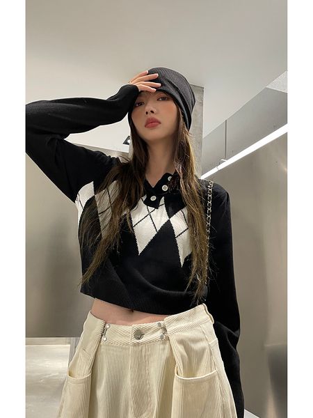 

women's sweaters female sweater spring and autumn section design sense of lazy style polo female neck w8av, White;black