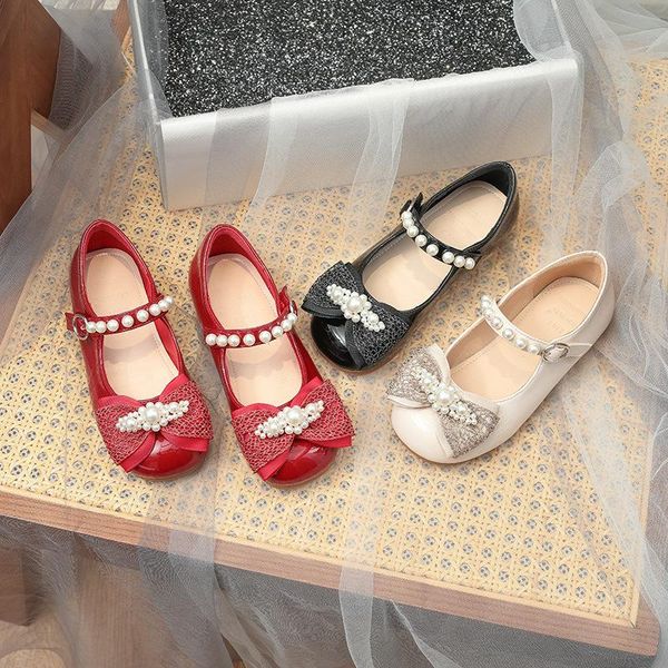 

flat shoes girls princess spring/autumn soft bottom fashion bow children dress party dance student kids moccasins baby 03a, Black;grey