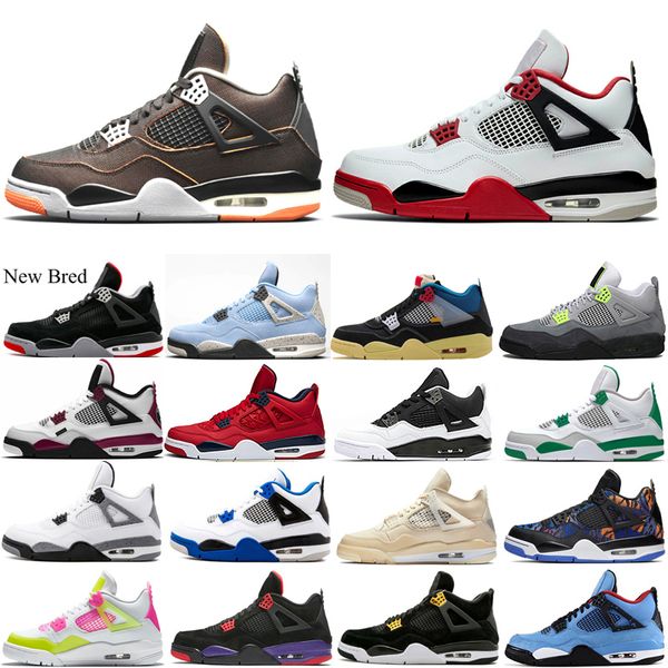 

4 4s men basketball shoes bred red metallic what the cavs court purple black-cat union brigade blue mens trainers sport sneakers 7-13