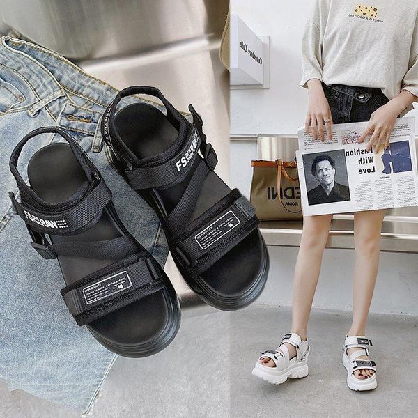 

sandals ladies summer high-heeled wedge-heeled women's platform shoes fashion casual designer, Black