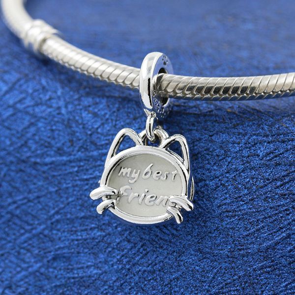 

100% 925 sterling silver my friend pet cat dangle pendant bead fits european pandora jewelry charm bracelets, Black