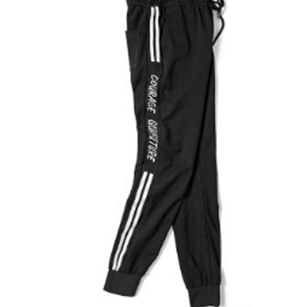 

men casual pencil pants black striped spring autumn sports fashion long trousers