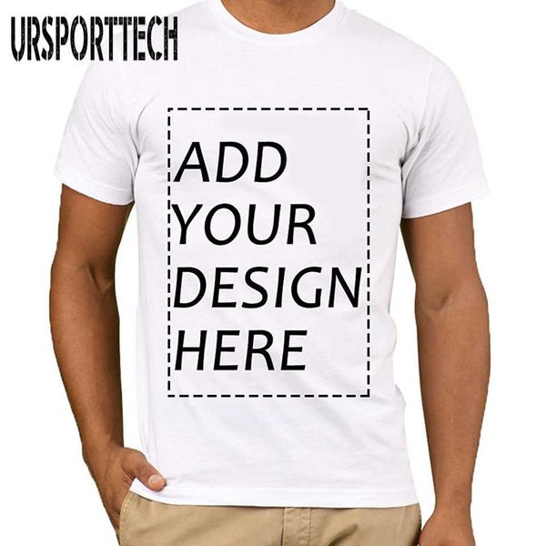 Ursporttech personalizado homens camiseta para impressão seu próprio design de alta qualidade respirável algodão t-shirt enviar em 3 dias cor branca 210528