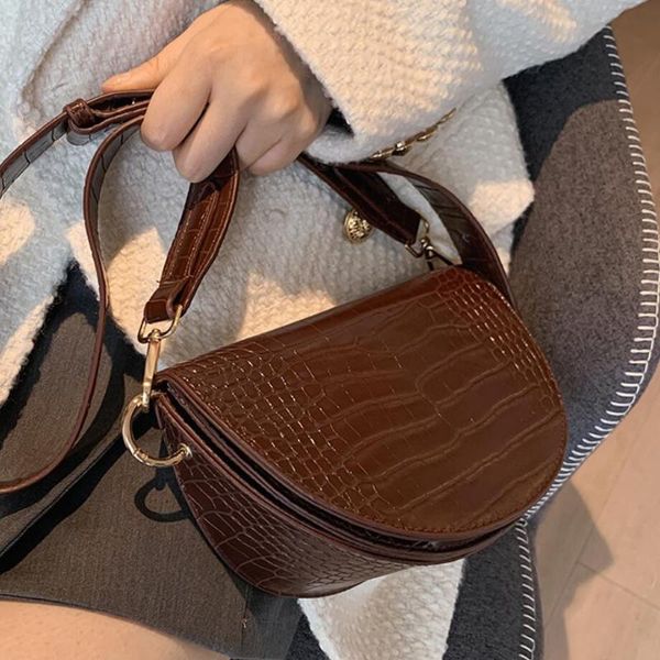 

cross body crocodile pattern 2021 fashion pu leather women's designer handbag vintage shoulder messenger bag