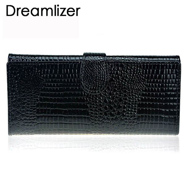 

genuine leather women hasp crocodile clutch purse money bag card holder wallets, Red;black