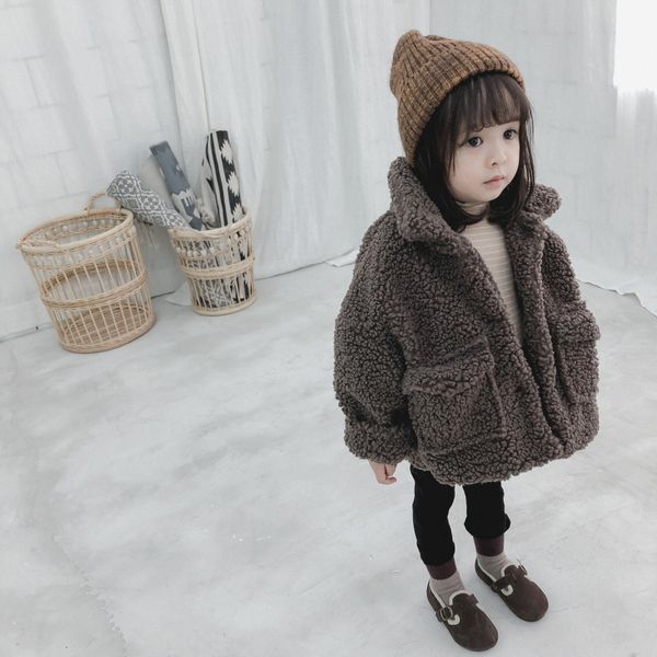

2021 new winter fashion baby boys coat children thick warm outerwear kids lamb wool jacket girls cotton soft cardigan h3o6, Blue;gray