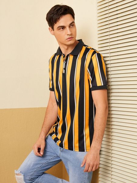

men vertical striped polo shirt 40mf#, White;black