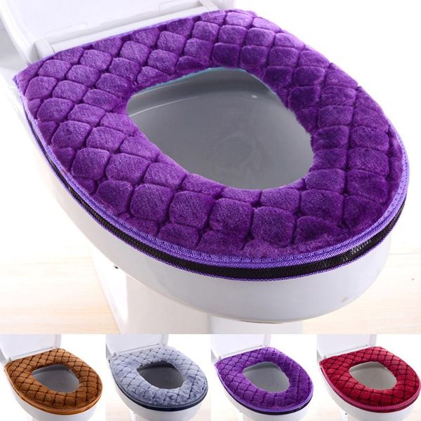 

bathroom toilet seat cover soft thicker warm plush toilet cover seat lid pad home decoration with zipper