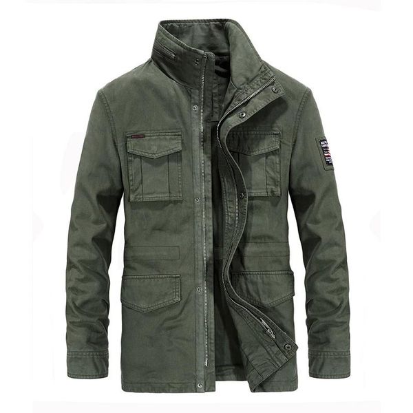 

men's jackets brand military jacket men autumn winter outwear cotton cargo multi-pocket mid-long coats male campera hombre m-4x, Black;brown