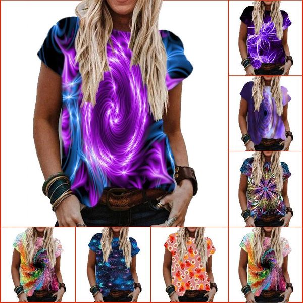 

women's t-shirt 2021 summer women clothing graphic print casual short sleeve plus size watercolor harajuku streetwear mujer t shirt tee, White