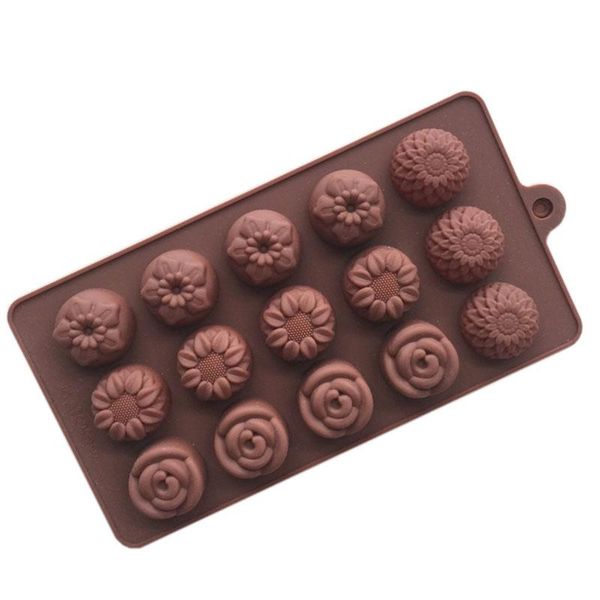 

cake tools 15 even silicone chocolate mold flower shaped sopa form fondant molds kitchen baking decorating moulds