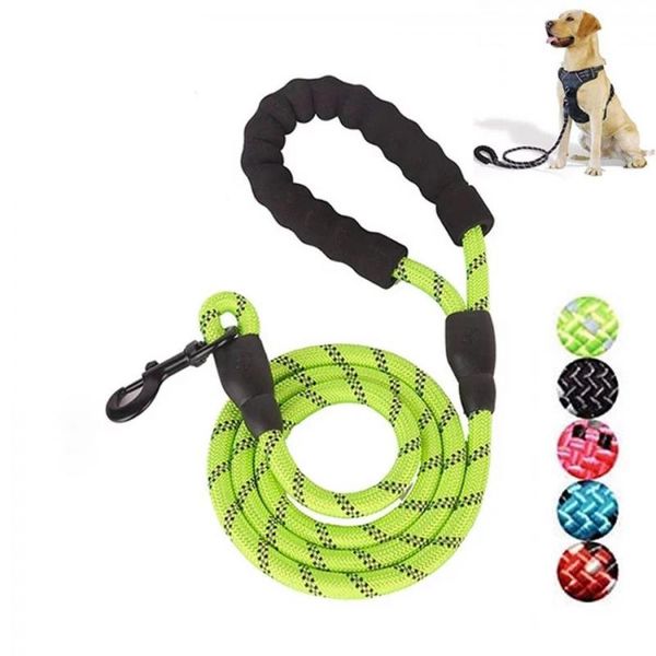 

1.5m long pet leash reflective strong dog leash with comfortable padded handle heavy duty training durable nylon rope leashes