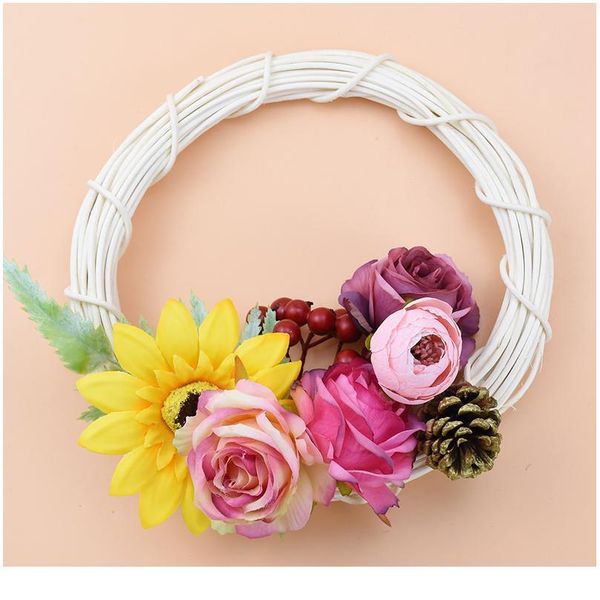 

10/15/20cm white rattan ring artificial flowers garland dried flower frame for christmas home decor diy floral wedding jllcng